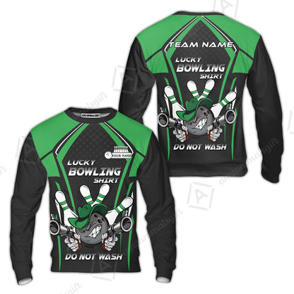 Customized Bowling Team Sweatshirt, Lucky Bowling Shirt Do Not Wash Bowling Ball Aiming Guns, Personalized Name Bowling Shirt