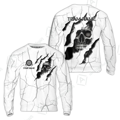 Customized Darts Sweatshirt, Torn-Up Skull Dartboard Eyes Darts Sweatshirt Team Style Jersey for Darts Players