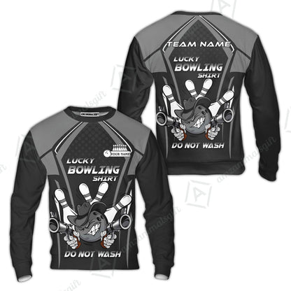 Customized Bowling Team Sweatshirt, Lucky Bowling Shirt Do Not Wash Bowling Ball Aiming Guns, Personalized Name Bowling Shirt