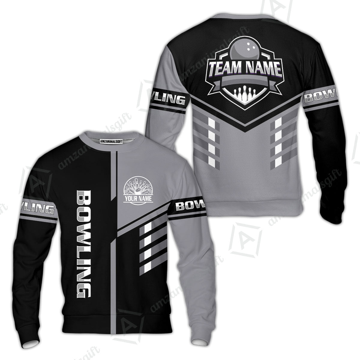 Custom Bowling Team Shirt – Modern Split Design Multicolor Option Personalized Jersey Bowling Uniform For League Players