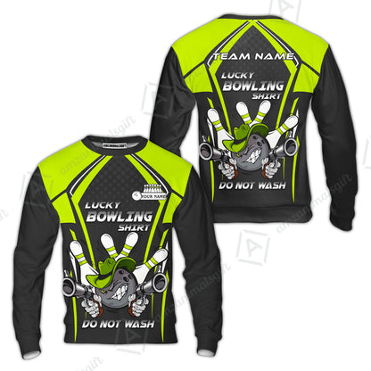 Customized Bowling Team Sweatshirt, Lucky Bowling Shirt Do Not Wash Bowling Ball Aiming Guns, Personalized Name Bowling Shirt