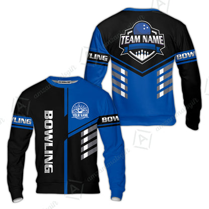 Custom Bowling Team Shirt – Modern Split Design Multicolor Option Personalized Jersey Bowling Uniform For League Players