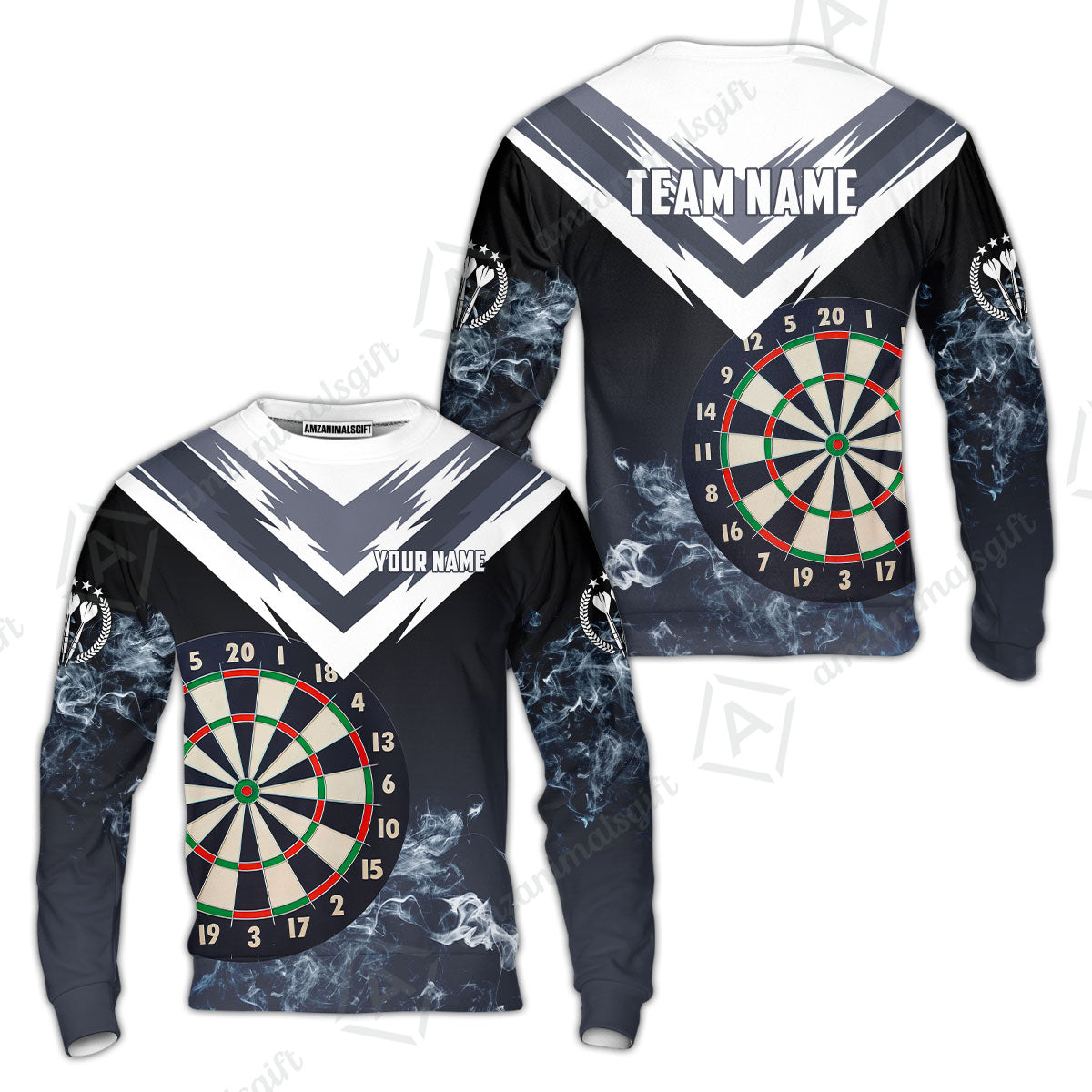 Custom Smoke Multi-Color Darts Quarter-Zip Team Shirts, Customized Name Team Name Darts Team Jerseys Uniform