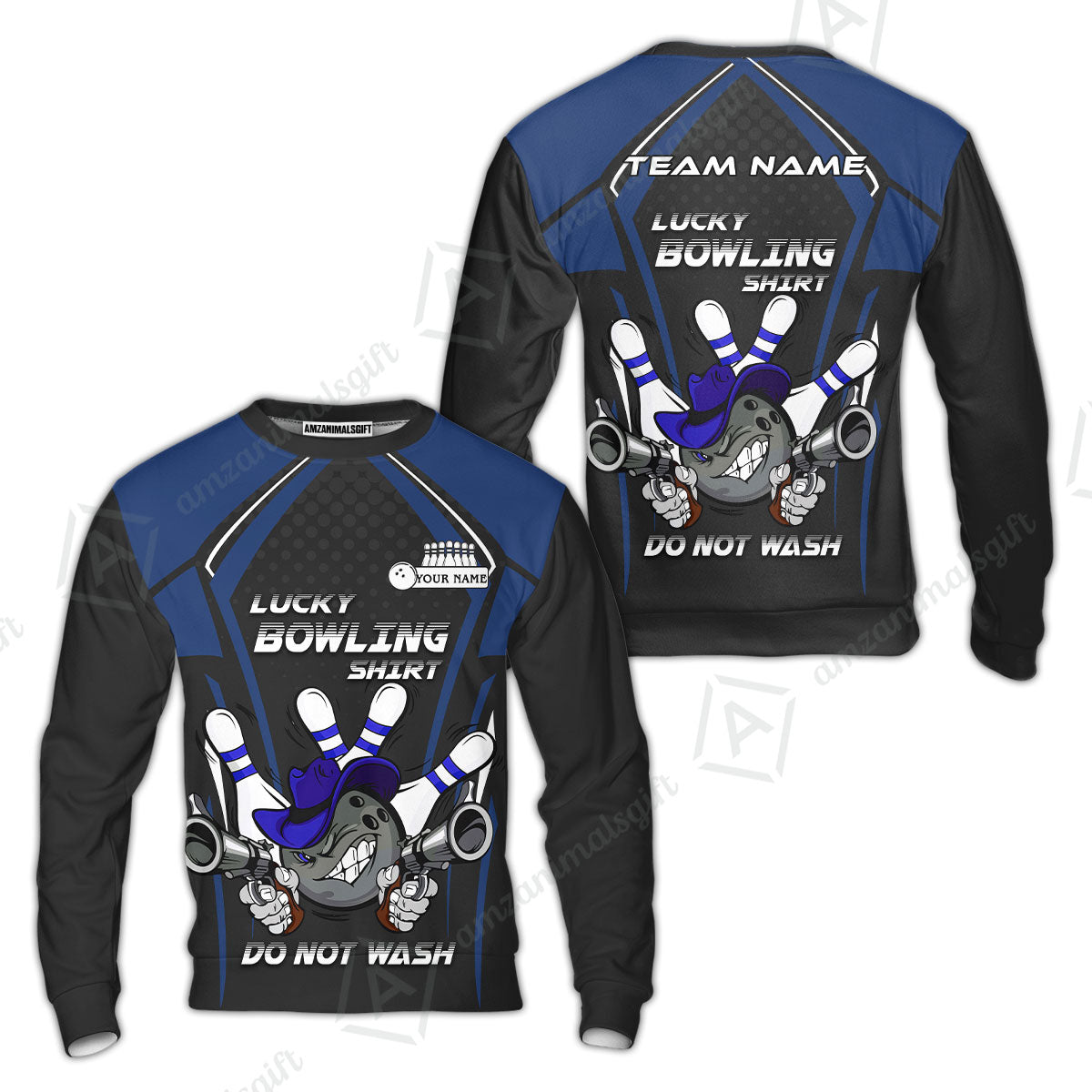 Customized Bowling Team Sweatshirt, Lucky Bowling Shirt Do Not Wash Bowling Ball Aiming Guns, Personalized Name Bowling Shirt