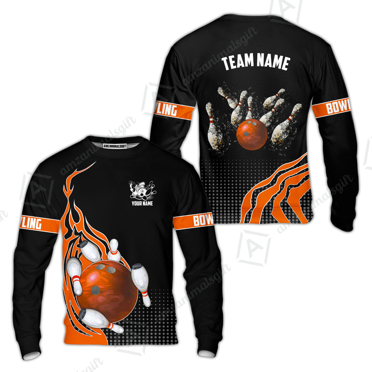 Customized Bowling Unisex Polo Shirt, Bowling And Breaking Pins Multicolor Option Customized Name And Team Name Polo Jerseys Shirts