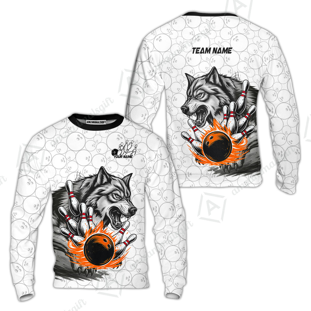 Custom Bowling Team Jersey, Wolf Strike Bowling Jersey Multicolor Polo Quarter-Zip Shirts, Custom Bowling Uniforms Jerseys