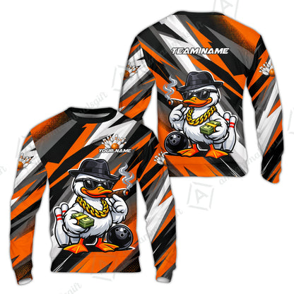 Custom Bowling Jersey Polo Shirt, Boss Hustle Duck Gangster Style, Custom Bowling Jersey Team Shirt For Players With Name and Team Name