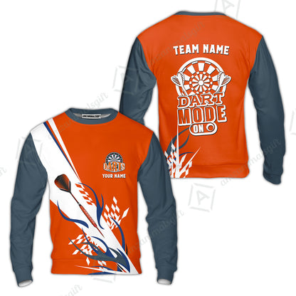 Custom Darts Mode On Multi-Color Team Jersey Polo Quarter-Zip Shirts, Customized Name Team Name Darts Team Jerseys Uniform