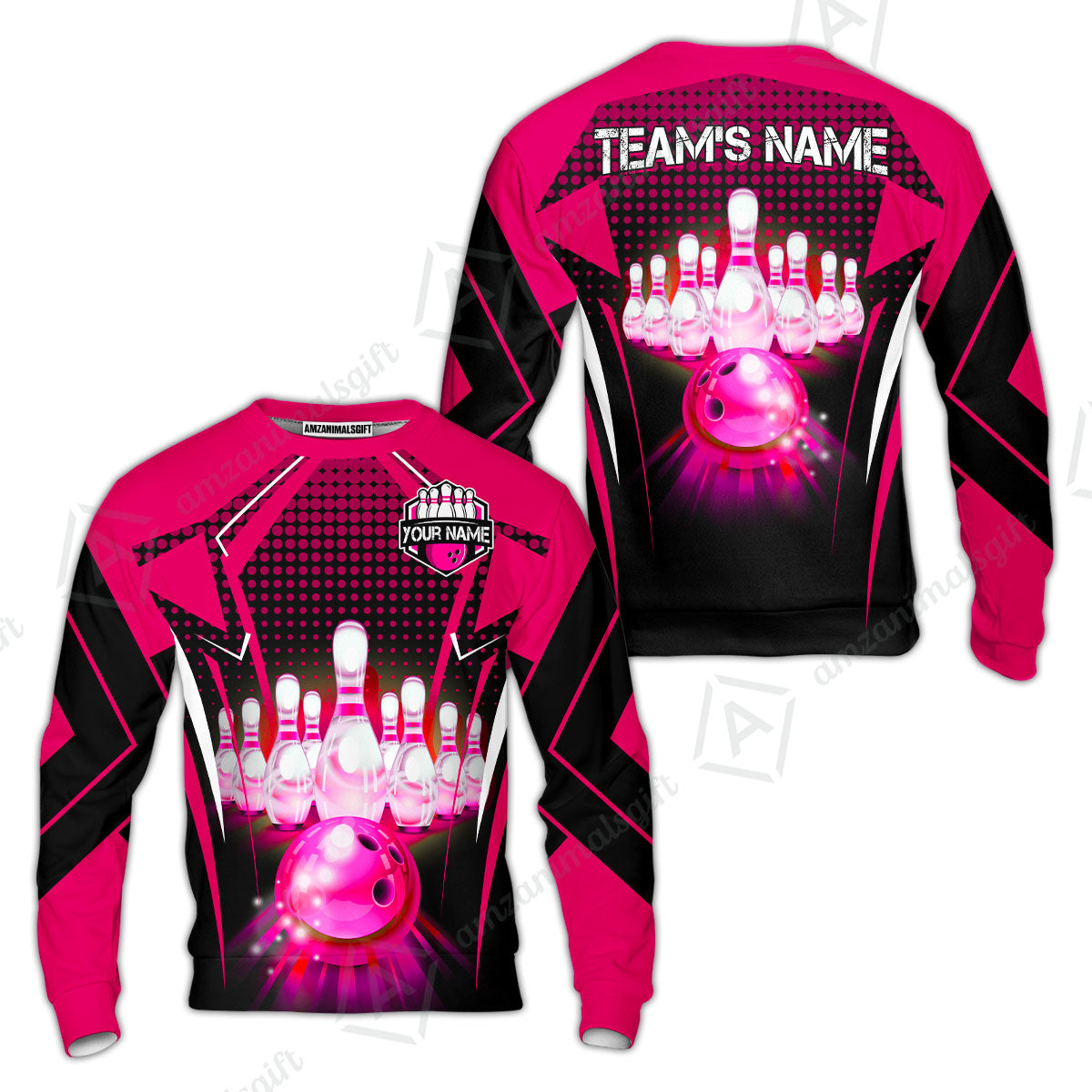 Custom Bowling Team Jerseys Polo Shirts, Bowling uniforms Ball & Pins Multicolor Jersey For Tournament Team Men Women Bowlers