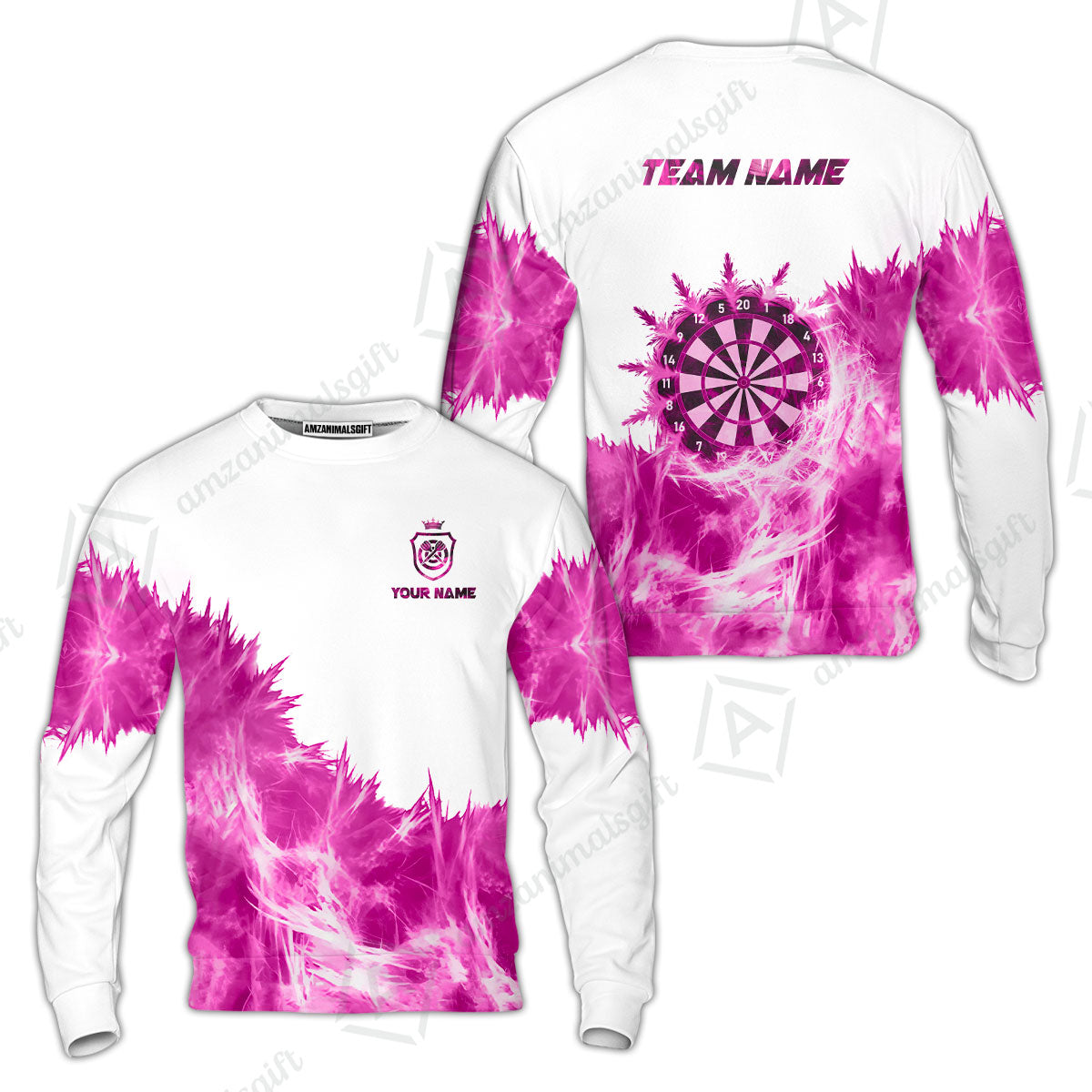 Customized Darts Sweatshirt, Darts Icy Light White And Multi Color Team  Sweatshirt Jersey For Darts Player