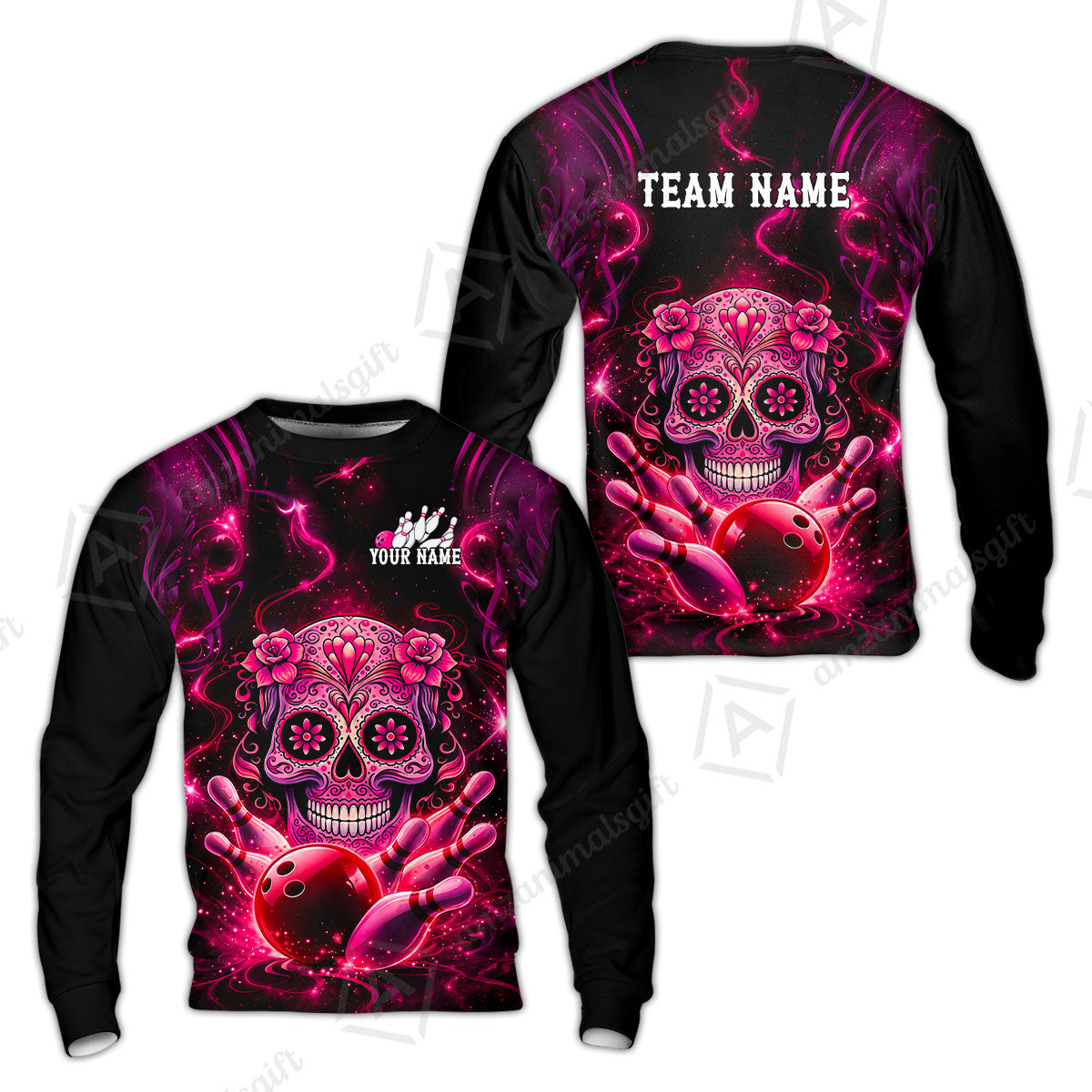 Customized Darts Team Jersey, Sugar Skull Bowler, Personalized Polo Shirt For Players With Name & Team Name