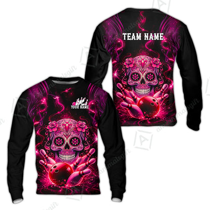 Customized Darts Team Jersey, Sugar Skull Bowler, Personalized Polo Shirt For Players With Name & Team Name