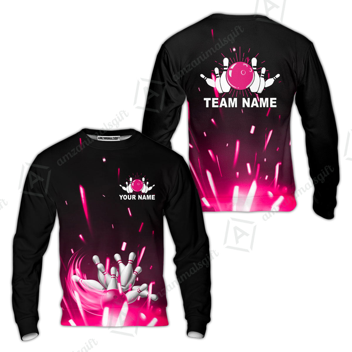 Custom Bowling Team Jerseys Polo Shirts, Bowling uniforms Flame Bowling Ball And Pins Short Sleeve Polo For Men Women Bowlers