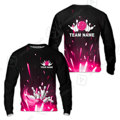 Custom Bowling Team Jerseys Polo Shirts, Bowling uniforms Flame Bowling Ball And Pins Short Sleeve Polo For Men Women Bowlers