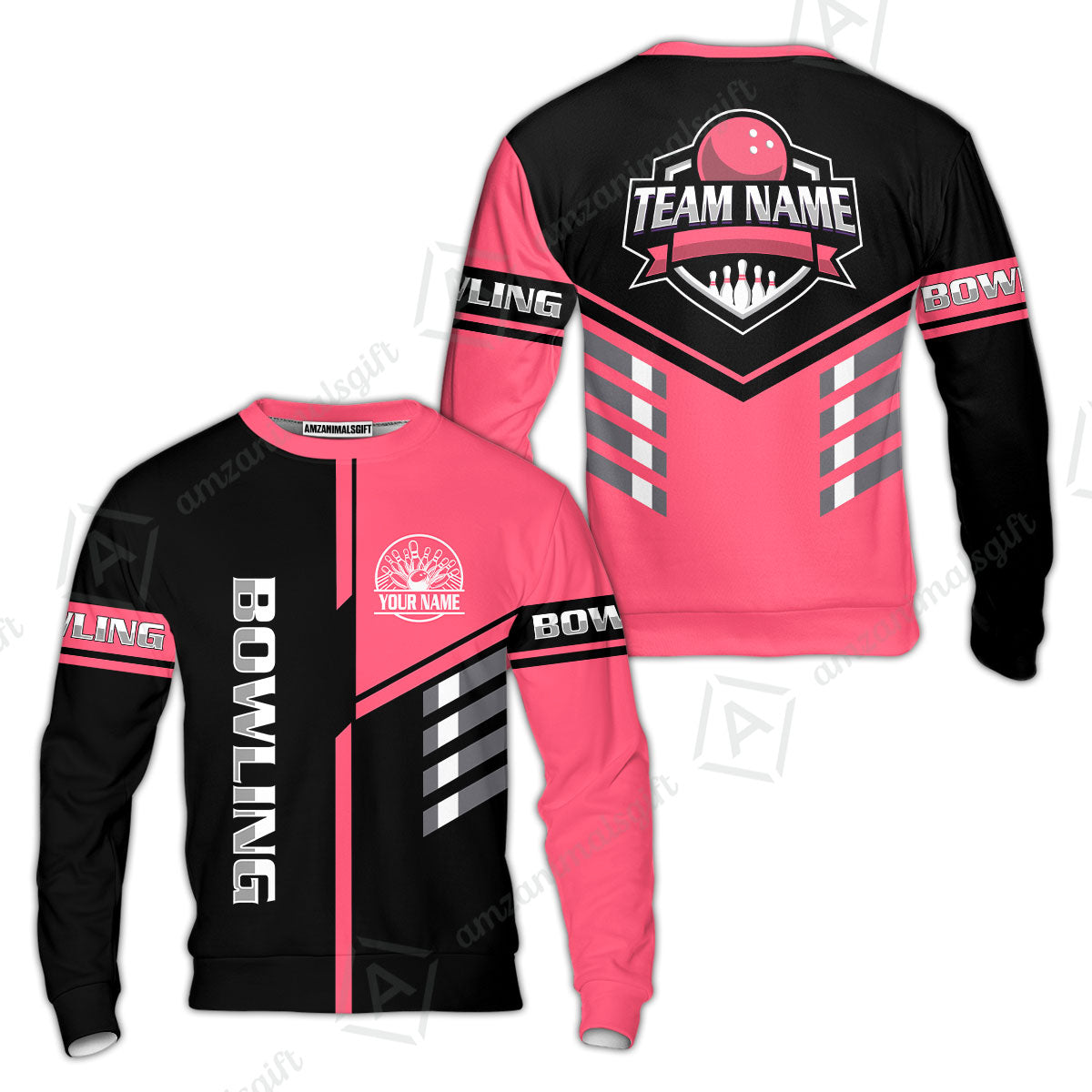 Custom Bowling Team Shirt – Modern Split Design Multicolor Option Personalized Jersey Bowling Uniform For League Players