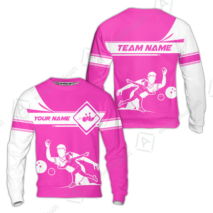 Customized Bowling Sweatshirt, Men And Women Playing Bowling Ball Sweatshirt Uniform Multicolor For Bowlers
