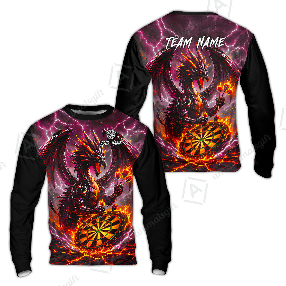 Custom Darts Jersey Polo Shirt, Dragon Fire Darts, Custom Dart Jersey Team Shirt For Players With Name & Team Name