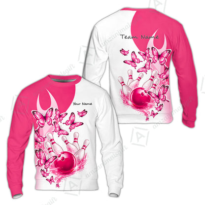Custom Bowling Jersey Polo Shirt, Butterfly Strike, Personalized Name & Team Name