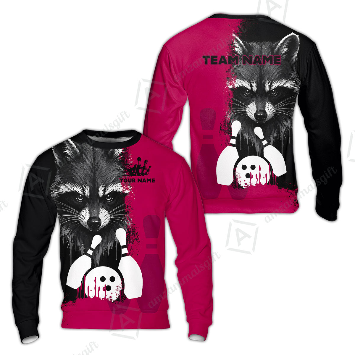 Custom Bowling Jersey Polo Shirt, Raccoon Bowling, Custom Bowling Jersey Team Shirt For Players With Name & Team Name