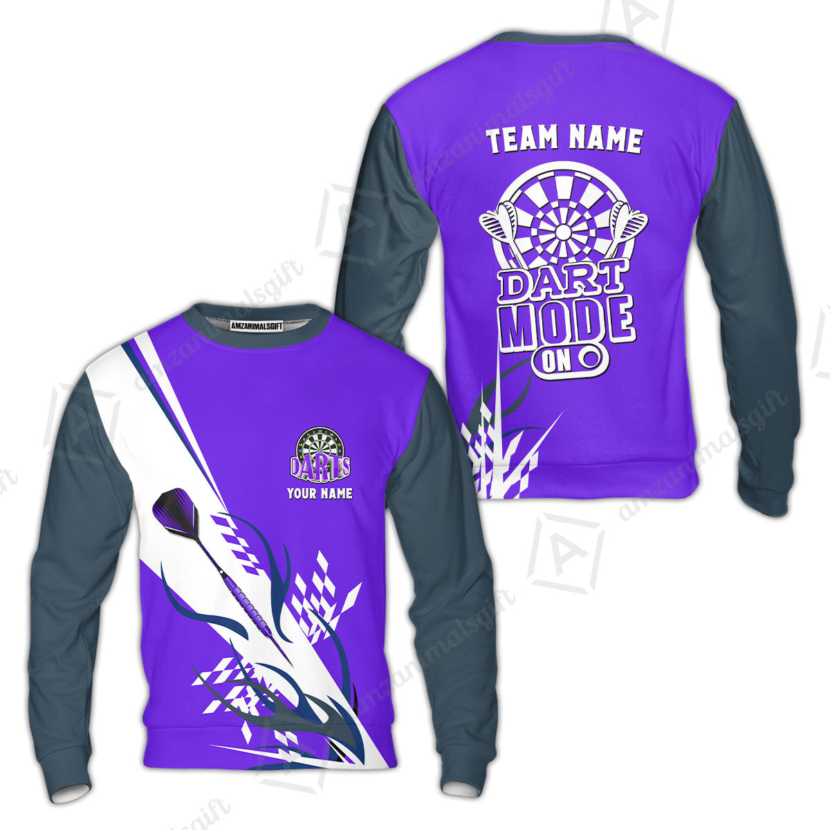 Custom Darts Mode On Multi-Color Team Jersey Polo Quarter-Zip Shirts, Customized Name Team Name Darts Team Jerseys Uniform