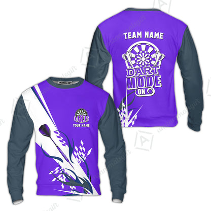 Custom Darts Mode On Multi-Color Team Jersey Polo Quarter-Zip Shirts, Customized Name Team Name Darts Team Jerseys Uniform