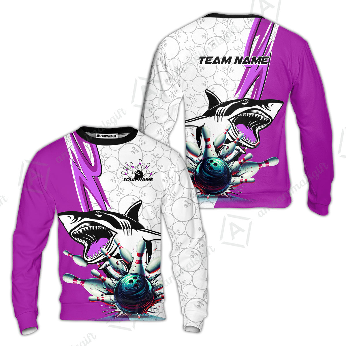 Custom Shark Bowling Team Jersey,  Shark Bowling Jersey Multicolor Polo Quarter-Zip Shirts, Bowling Uniforms Jerseys, Custom Name And Team Name
