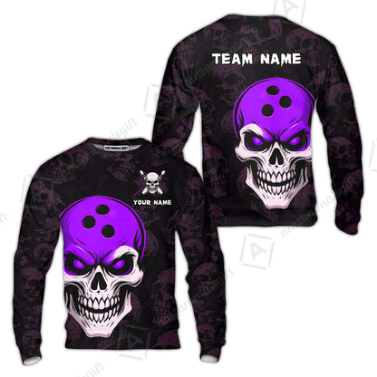 Custom Bowling Team Uniform Jersey Skull Bowling Shirt with Gothic Style, Bowling uniforms, Personalized Name And Team Name