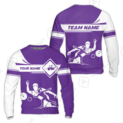 Customized Bowling Sweatshirt, Men And Women Playing Bowling Ball Sweatshirt Uniform Multicolor For Bowlers