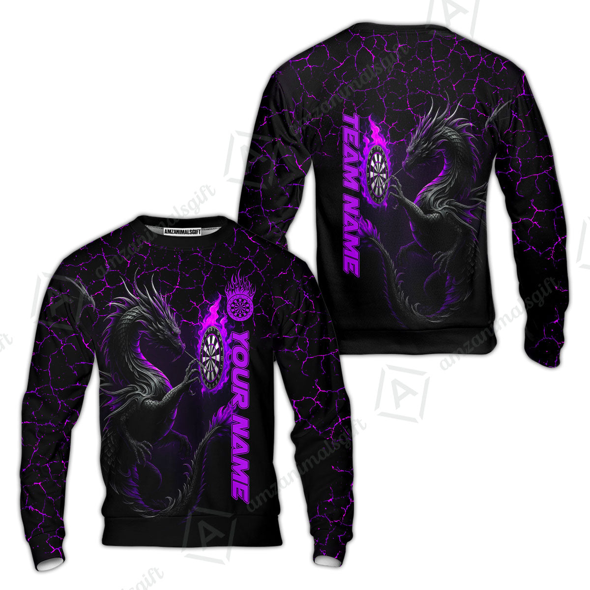 Customized Darts Sweatshirt, Big Dragon Dartboard Flame Darts Sweatshirt Team Style Jersey for Darts Players