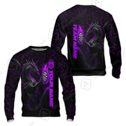 Customized Darts Sweatshirt, Big Dragon Dartboard Flame Darts Sweatshirt Team Style Jersey for Darts Players