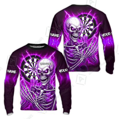 Custom Darts Team Sweatshirt, Dartboard Electric Skeleton Darts Jersey Sweatshirt, Custom Darts Uniforms Jersey