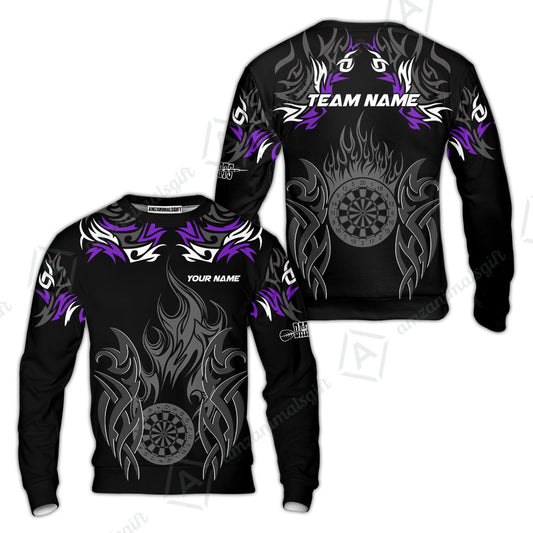 Customized Darts Sweatshirt, Dartboard Fire Flame Darts Sweatshirt Multicolor Team Style, Jersey for Darts Players