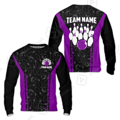 Custom Bowling Unisex Polo Shirts, Bowling Team Jersey Pattern, Bowling uniforms Ball & Pins Multicolor Options