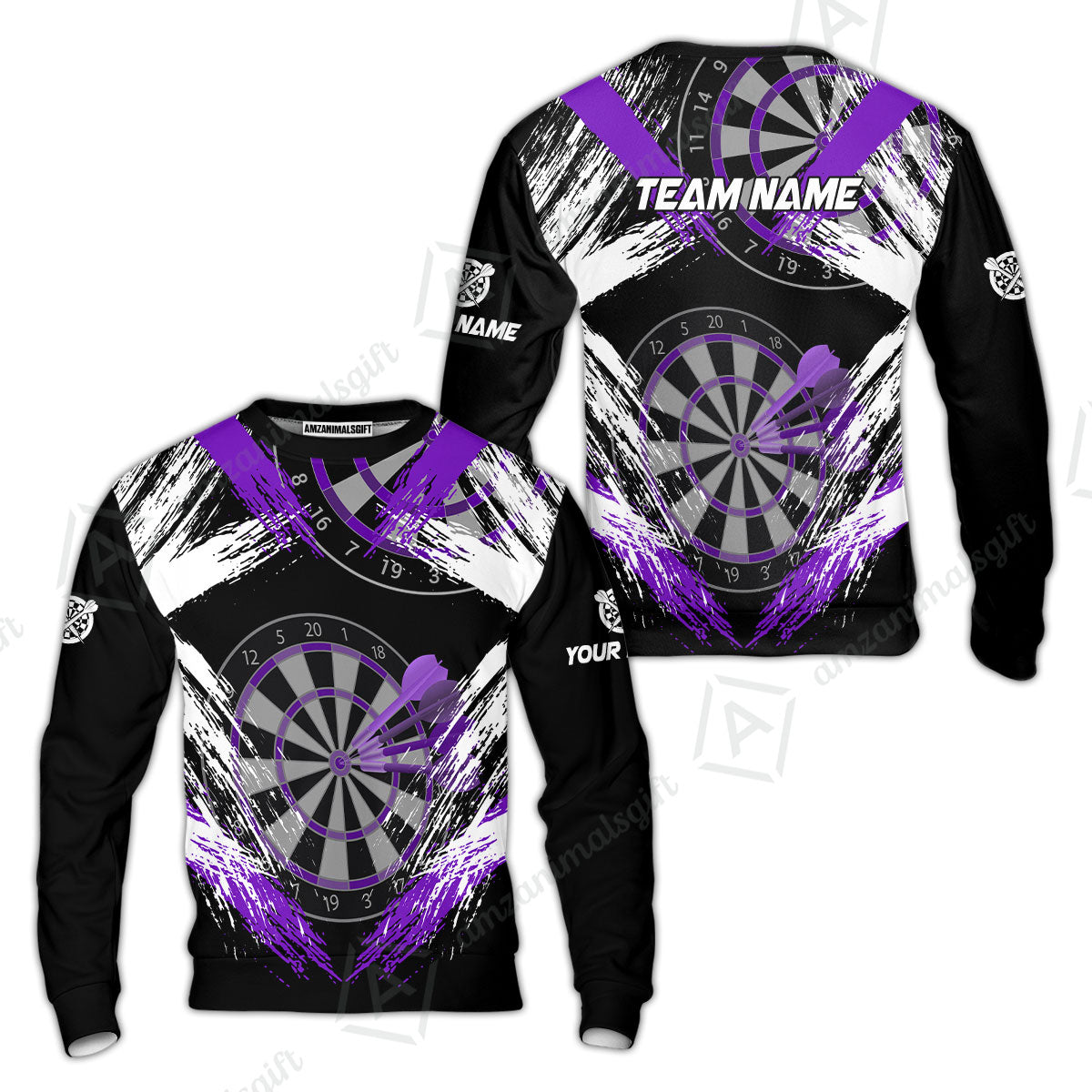 Customized Darts Sweatshirt, Darts Tournament Grunge Style Multicolor Sweatshirt Jersey For Darts Player