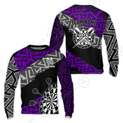 Custom Zig-Zag Pattern Darts Quarter-Zip Polo Shirts,  Custom Darts Team Jerseys Uniform, Personalized Name And Team Name