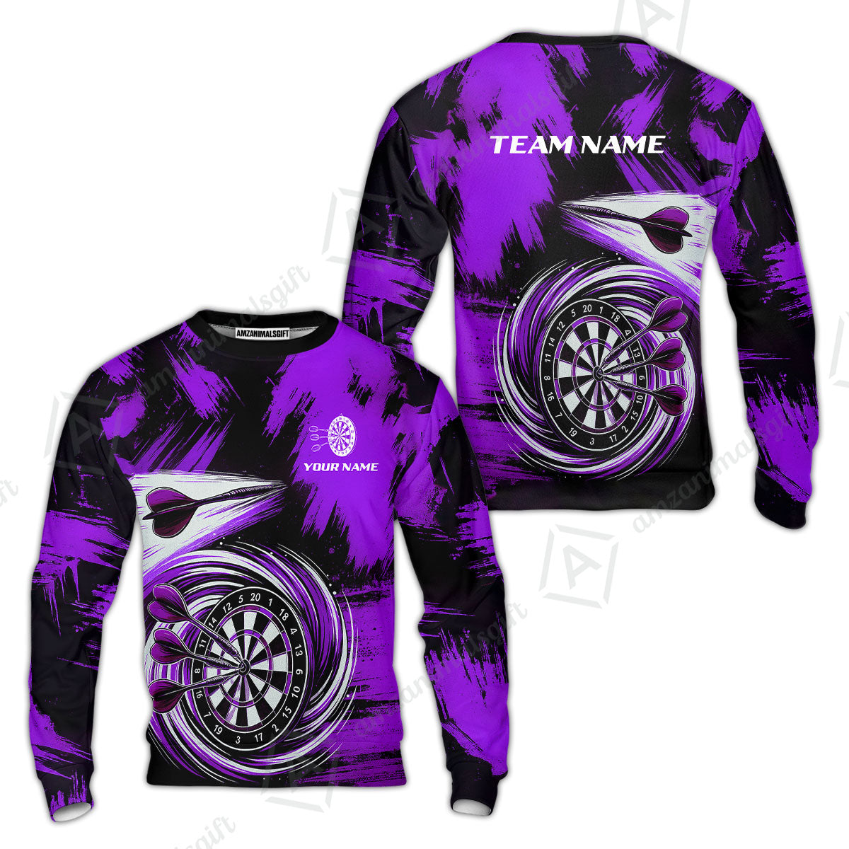 Customized Darts Sweatshirt, Darts Colorful Wave Custom Name Team Name Sweatshirt For Darts Player