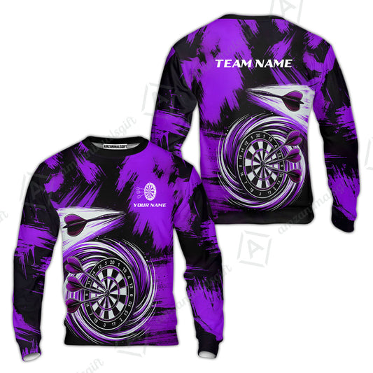 Customized Darts Sweatshirt, Darts Colorful Wave Custom Name Team Name Sweatshirt For Darts Player