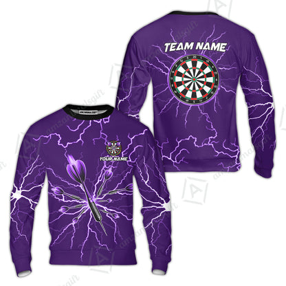 Custom Thunder Lightning Darts Quarter Men Polo Team Shirts,  Custom Darts Team Jerseys Uniform, Personalized Name And Team Name