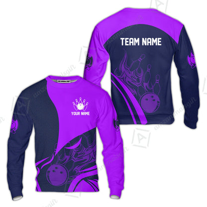 Customized Bowling Sweatshirt, Flame Bowling Multicolor Custom Team Uniform Sweatshirt, Jersey for Bowlers