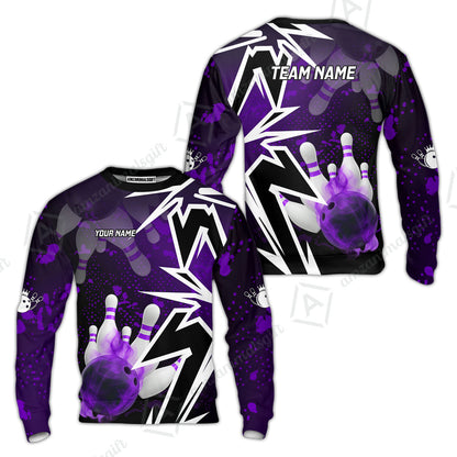 Customized Bowling Polo, Bowling And Pins Smoke Multicolor Option Customized Name And Team Zipper Polo Jerseys Shirts