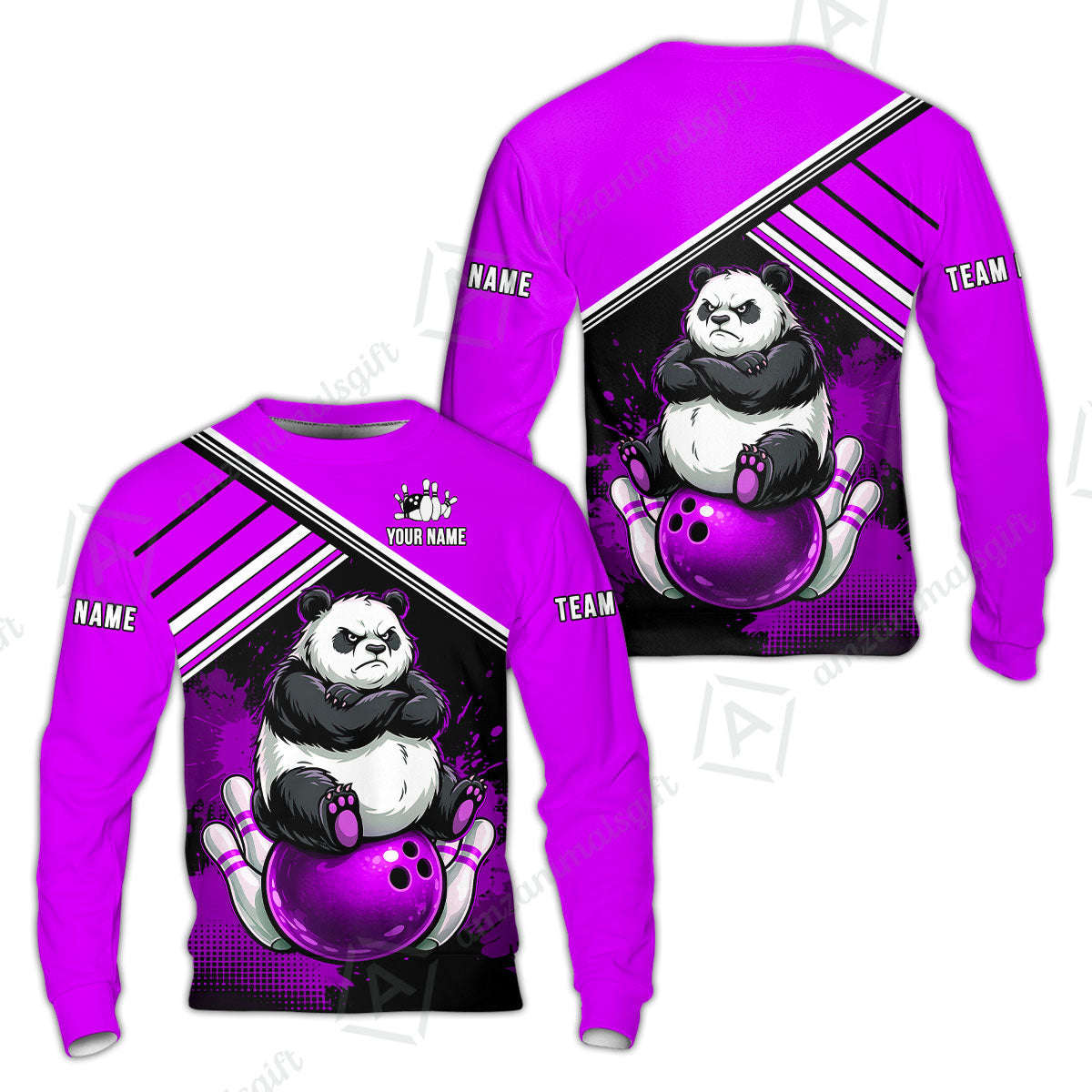 Custom Bowling Jersey Polo Shirt, Panda Mascot Bowling Custom Bowling Jersey Team Shirt For Players With Name & Team Name