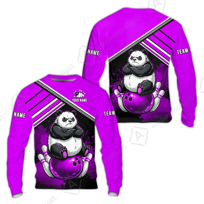 Custom Bowling Jersey Polo Shirt, Panda Mascot Bowling Custom Bowling Jersey Team Shirt For Players With Name & Team Name
