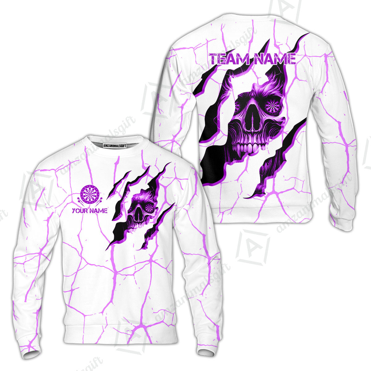 Customized Darts Sweatshirt, Torn-Up Skull Dartboard Eyes Darts Sweatshirt Team Style Jersey for Darts Players