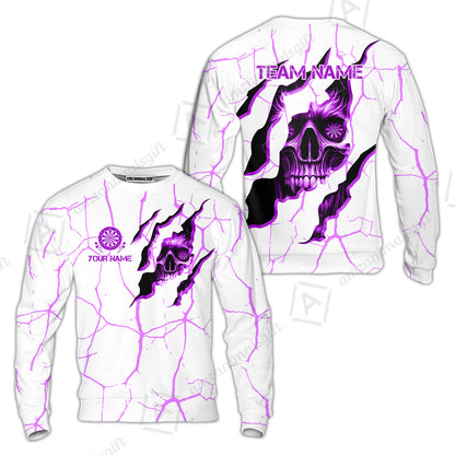 Customized Darts Sweatshirt, Torn-Up Skull Dartboard Eyes Darts Sweatshirt Team Style Jersey for Darts Players