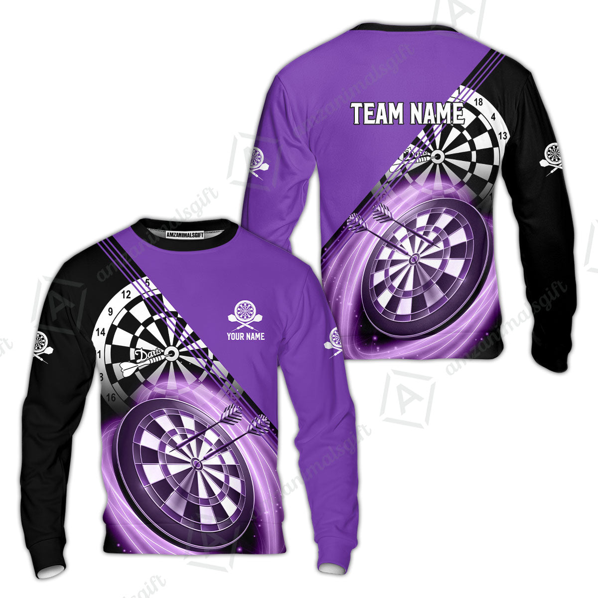 Custom Tailored Darts Team Jersey Polo Quarter-Zip Shirts, Customized Name Team Name Darts Team Jerseys Uniform