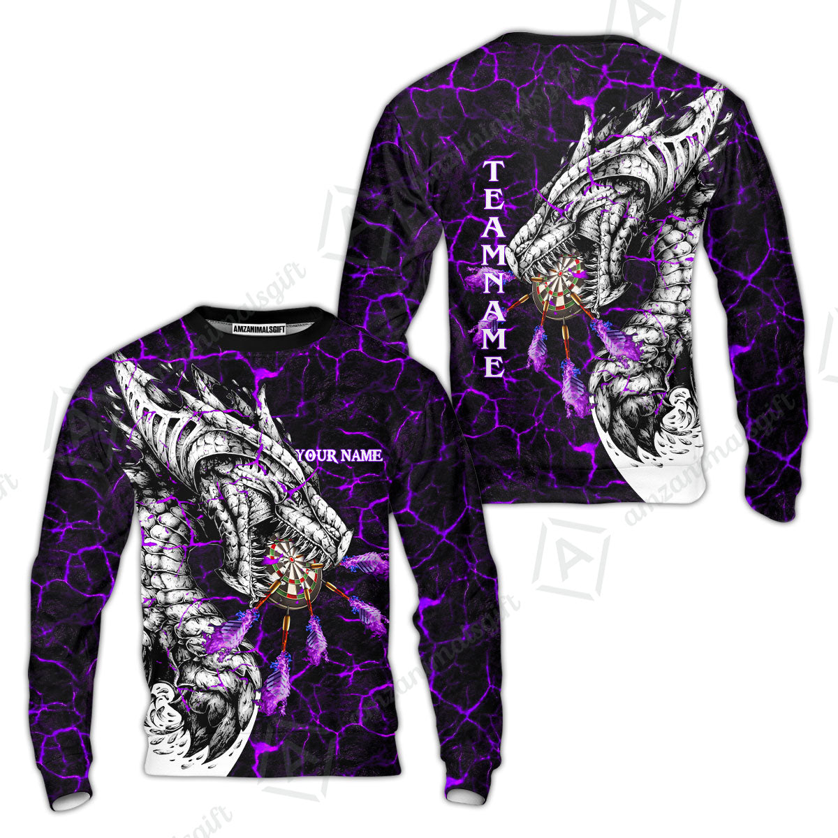 Customized Darts Team Sweatshirt, Darts And Dragon With Magma Personalized Sweatshirt For Darts Players