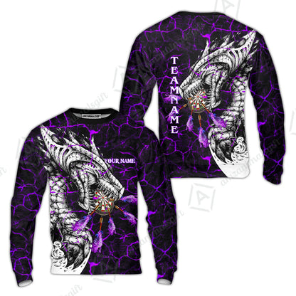 Customized Darts Team Sweatshirt, Darts And Dragon With Magma Personalized Sweatshirt For Darts Players