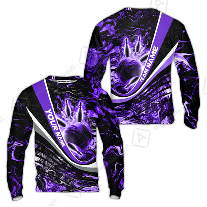 Customized Bowling Polo, Flaming Magma Bowling And Pins Multicolor Option Customized Name Team Name For Bowling Team Shirts