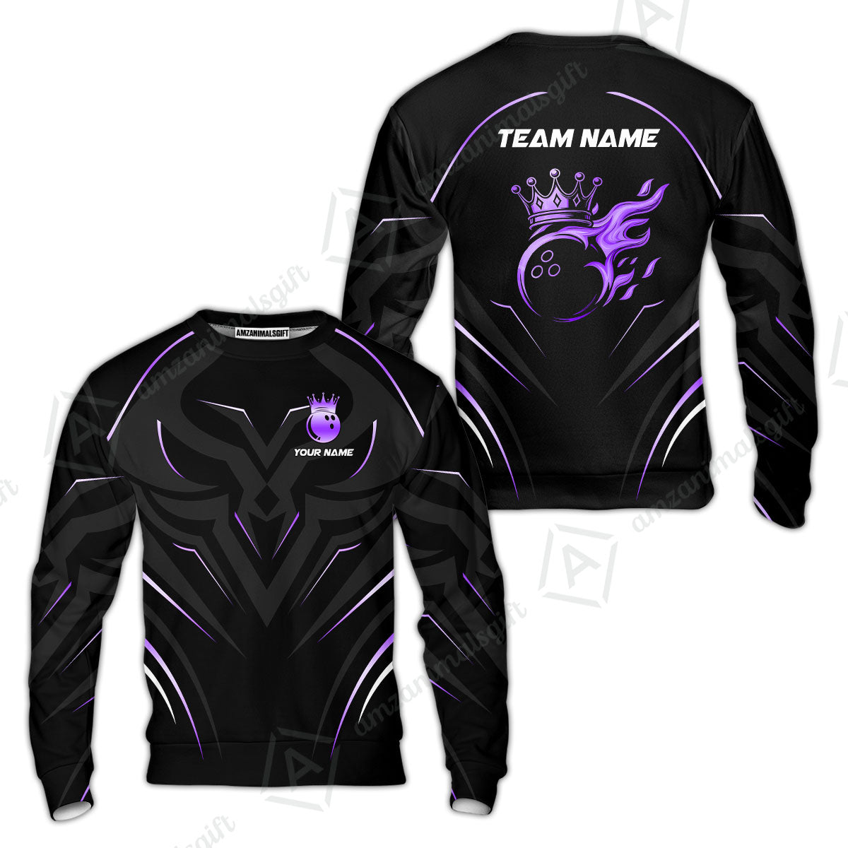 Customized Bowling Sweatshirt, Custom Crown Bowling Uniform Hawaiian Jersey, Multicolor Team Style Jersey for Bowlers