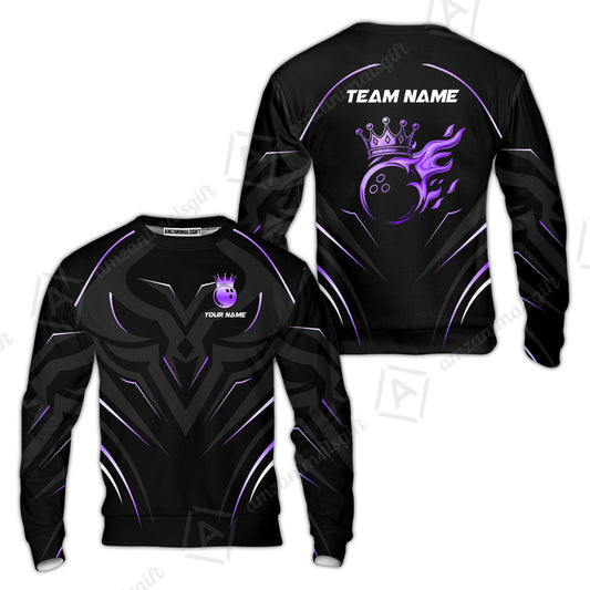 Customized Bowling Sweatshirt, Custom Crown Bowling Uniform Hawaiian Jersey, Multicolor Team Style Jersey for Bowlers